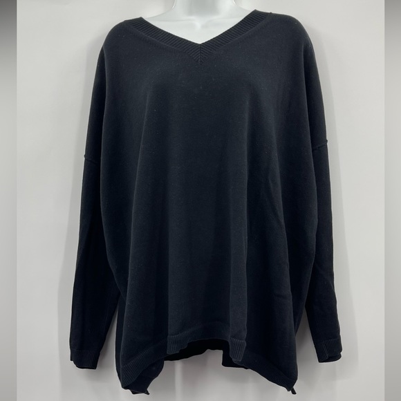 Lisa Todd Black sweater with black sequin elbow patch 100% Cotton Size 3X - Picture 1 of 6